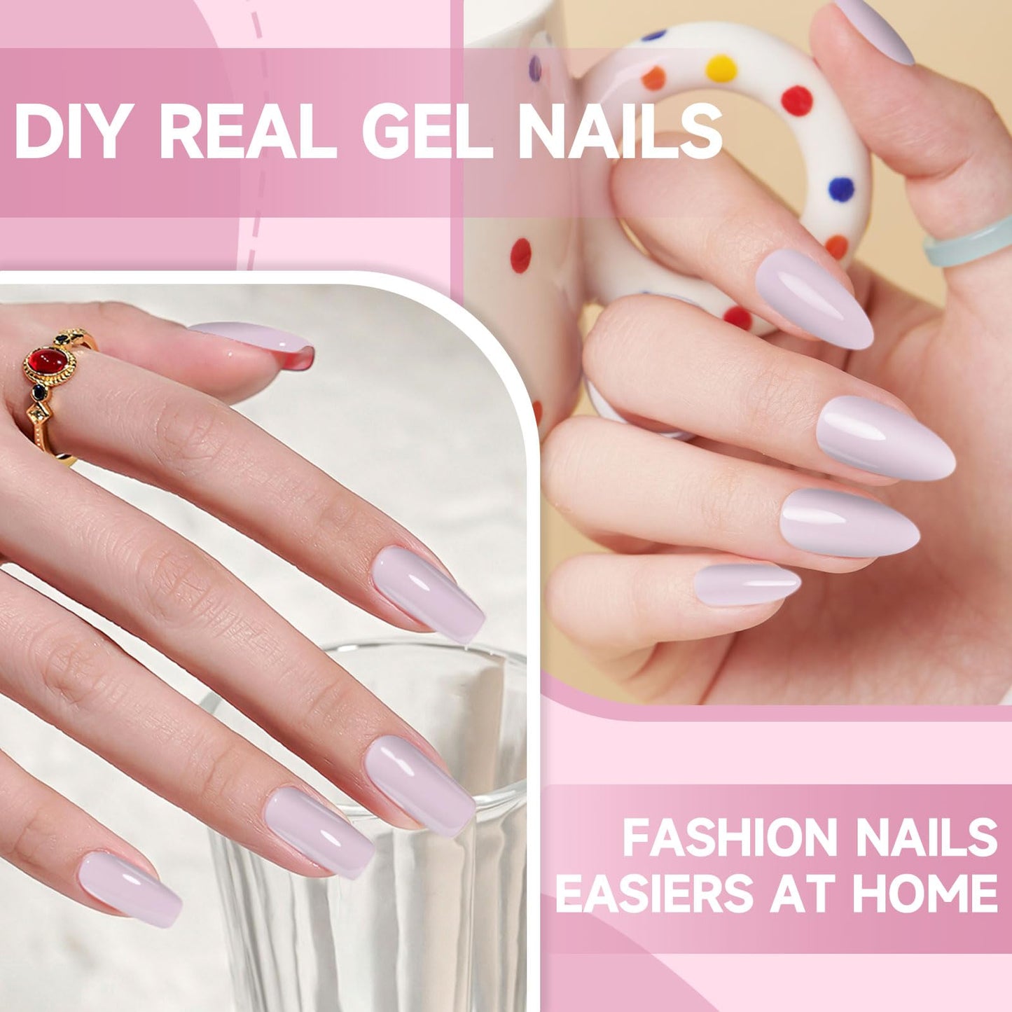 DUKASOU Semi Cured Gel Nail Strips,28 Pcs Gel Nail Stickers/Wraps(Nude Pink),Long Lasting Polish Stickers UV Cure,Works with UV Lamp,Easy to Apply