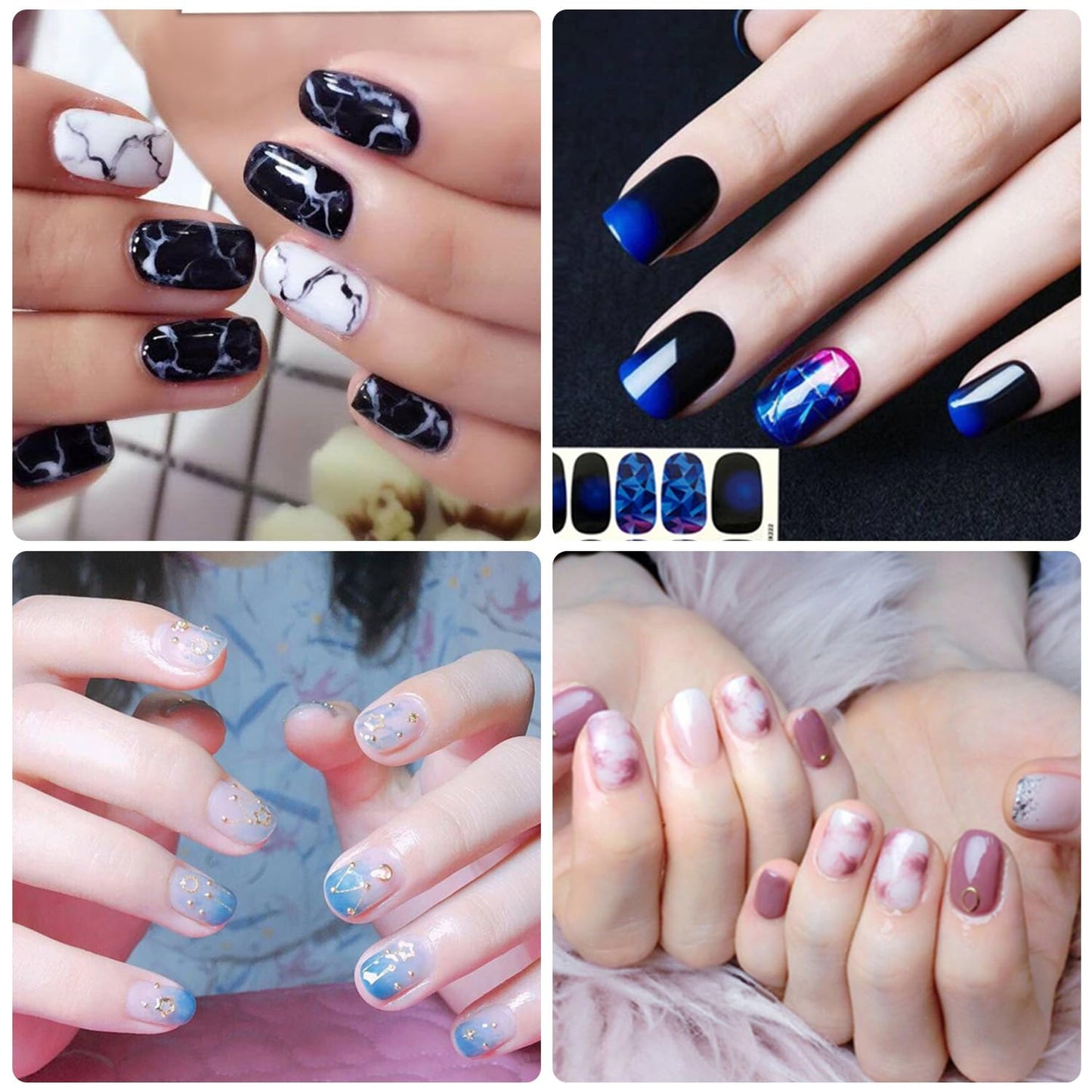 YECIRALA 24 Sheets 336 Pcs Multiple Designs Nail Polish Strips for Women Girls Nails - Gradient and Solid Nail Polish Stickers Full Nail Wraps Stick On Nails Self Adhesive Gel Nail Strips Stickers