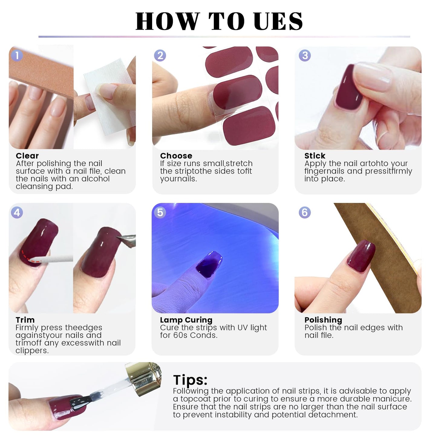 OAUEE Semi Cured Gel Nail Strips | Gel Nail Stickers with UV Light Required | Salon Quality, Easy Application and Removal（Colorful Faces）