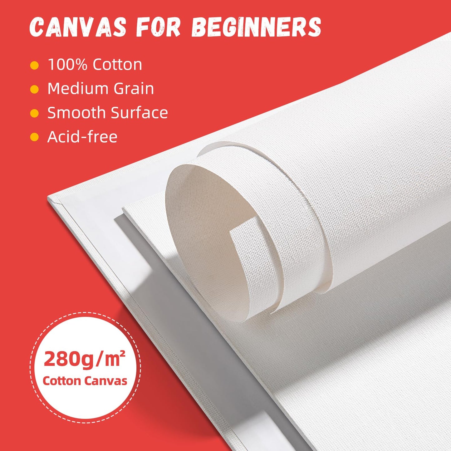Simetufy 48 Pack 9x12 Inch Canvas Boards, Flat Art Canvas Panels Pre-Primed for Acrylic Painting, 3mm Thick 100% Cotton for Students & Beginners