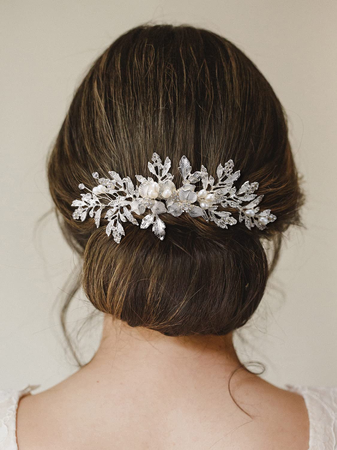 SWEETV Handmade Wedding Hair Comb Clip Rhinestone Bridal Hair Comb Piece, Hair Accessories for Brides Wedding, Silver