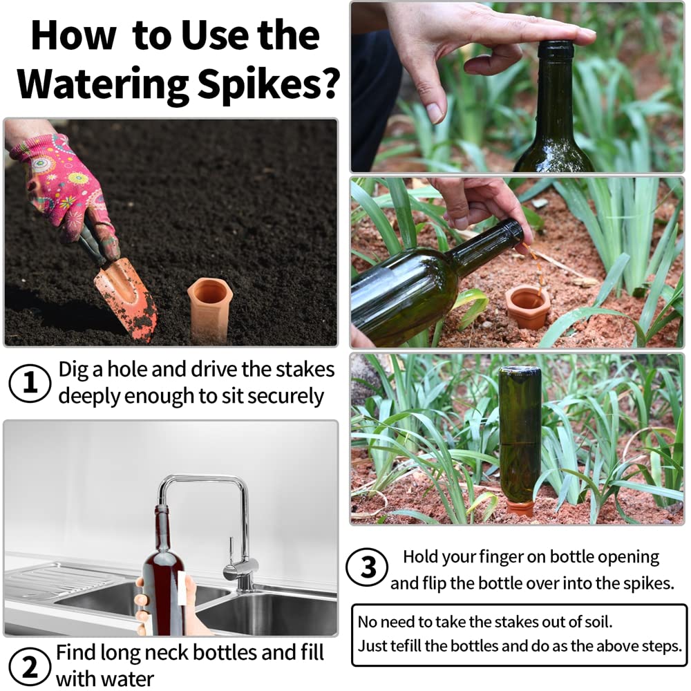 CUZZME 20-Pack Plant Watering Devices, Automatic Watering System for Potted Plants, Self Watering Spikes, Plant Water Seepage Device, Water Your Indoor and Outdoor Plants While on Vacation