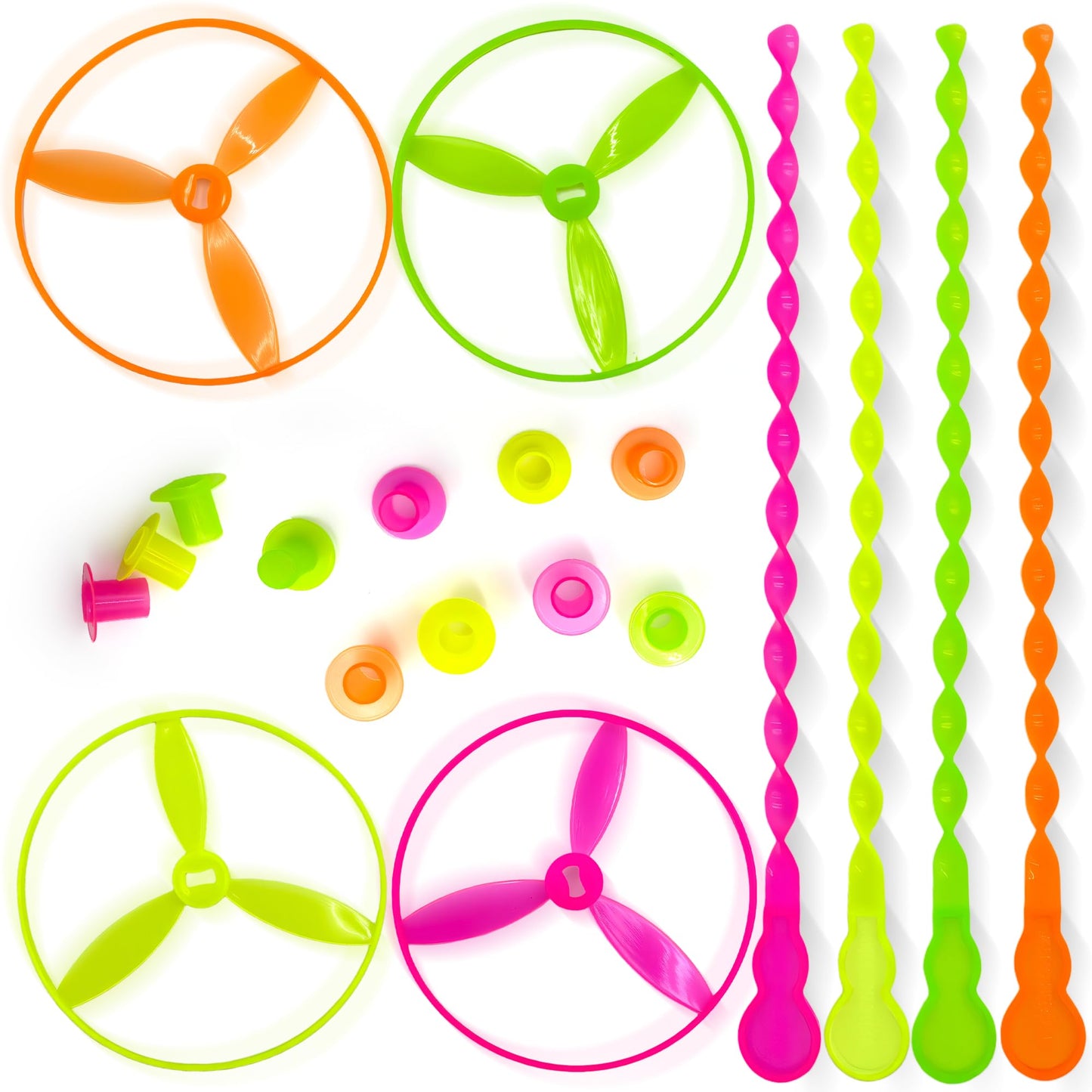 Sepco 50 Pcs Plastic Flying Helicopter Toy Set Flying Twist Disc with Launchers Spinning Bamboo Dragonfly Plastic Propeller for Kids Party Favors Gifts