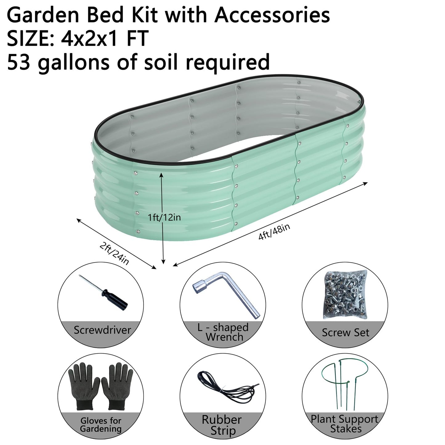 Galvanized Metal Planter Raised Garden Bed Kit for Gardening Outdoor，4x2x1ft 2 Planter Grow Garden Box Raised Flower Bed，Long Vegetable Clearance Herb Raised Garden Beds for Container Gardening