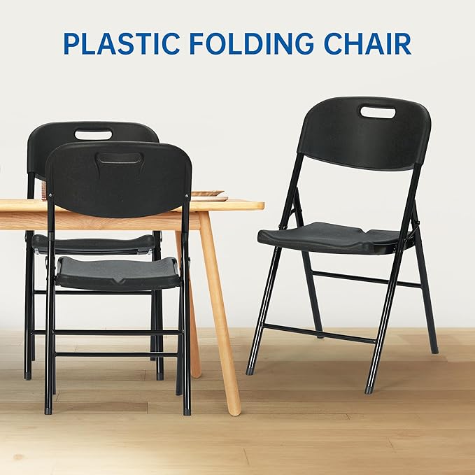 6 Pack Thicker 800 LBS Black Folding Chairs, Commercial Grade Folding Chair, Foldable Chairs for Events