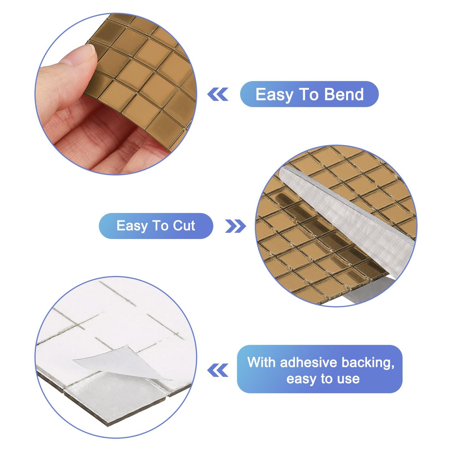 uxcell 7320 Pcs 5 x 5mm Disco Ball Tiles, Mirror Brown Self-Adhesive Glass Mirror Mosaic Tiles for DIY Craft Decoration, Mini Tiles Stickers