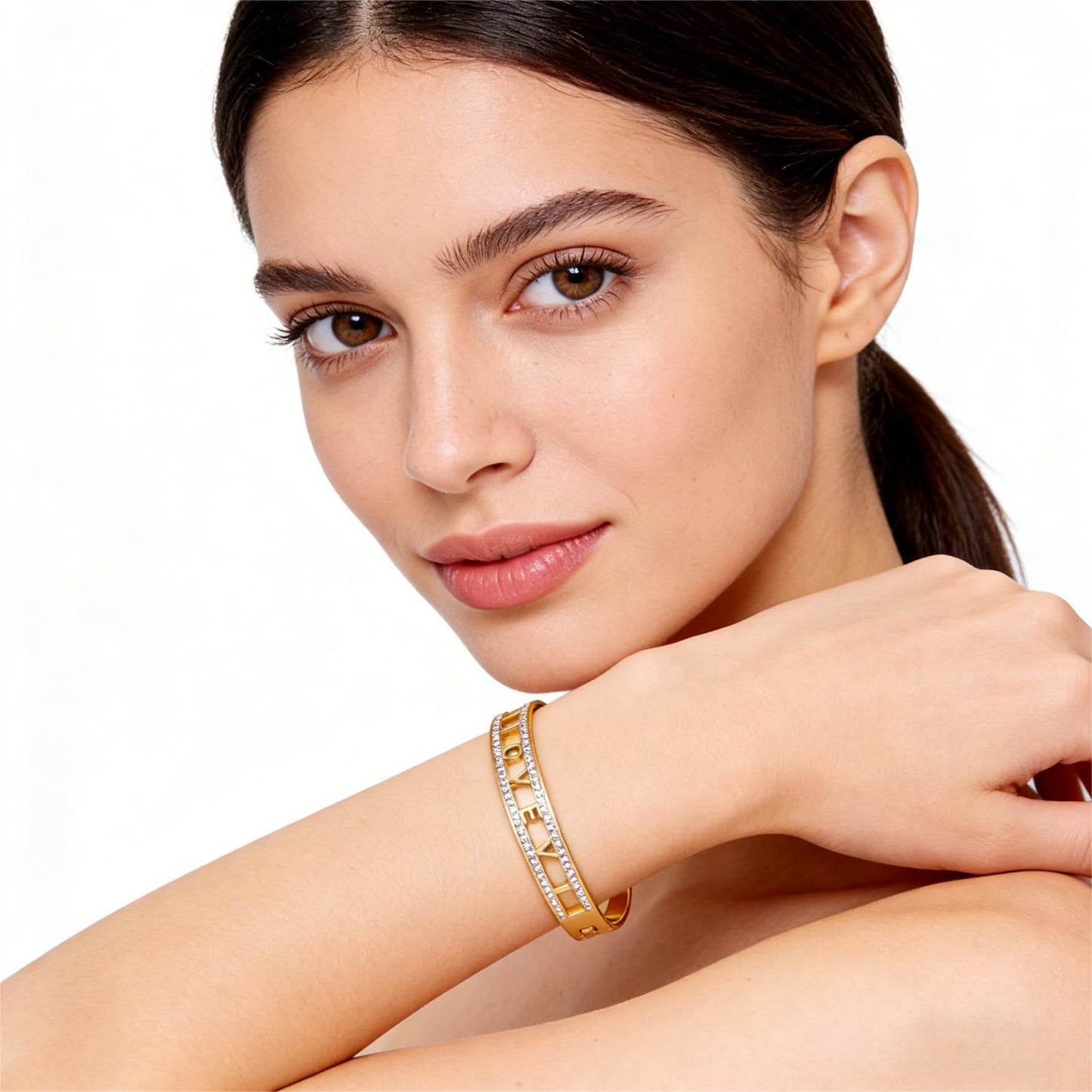 Vbvbip 18K Gold Plated 316L Stainless Steel Bangle Bracelet Collection - 12 Unique Designs + Matching Diamond-Accent Titanium Steel Chain, Gift for Women
