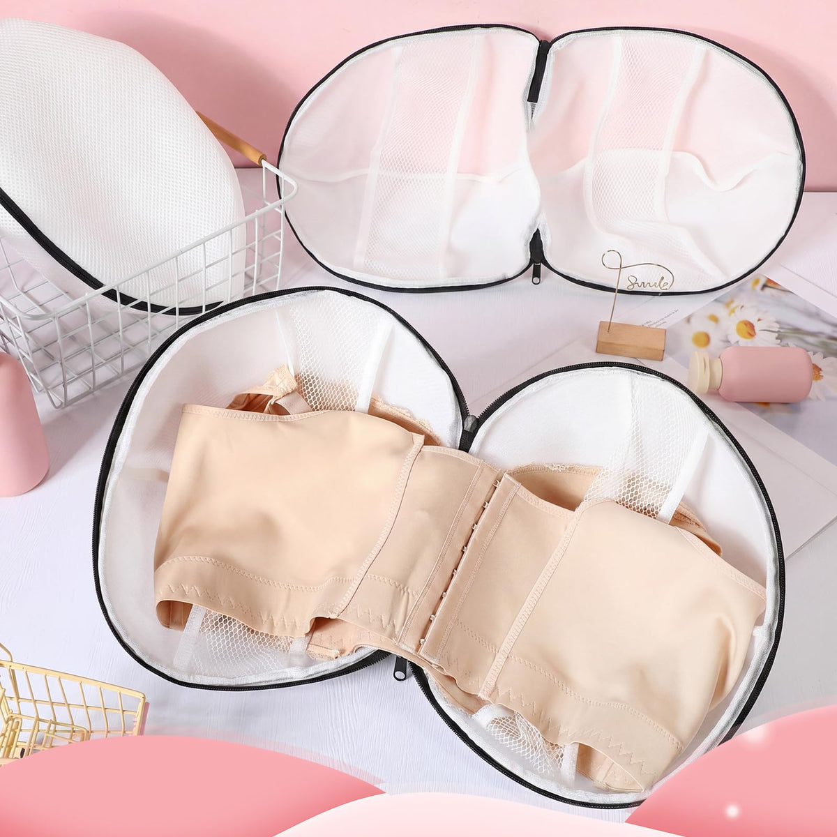6 Pcs Bra Washing Bag for Laundry Storage Women 11.81 Inch Black (6 Count)