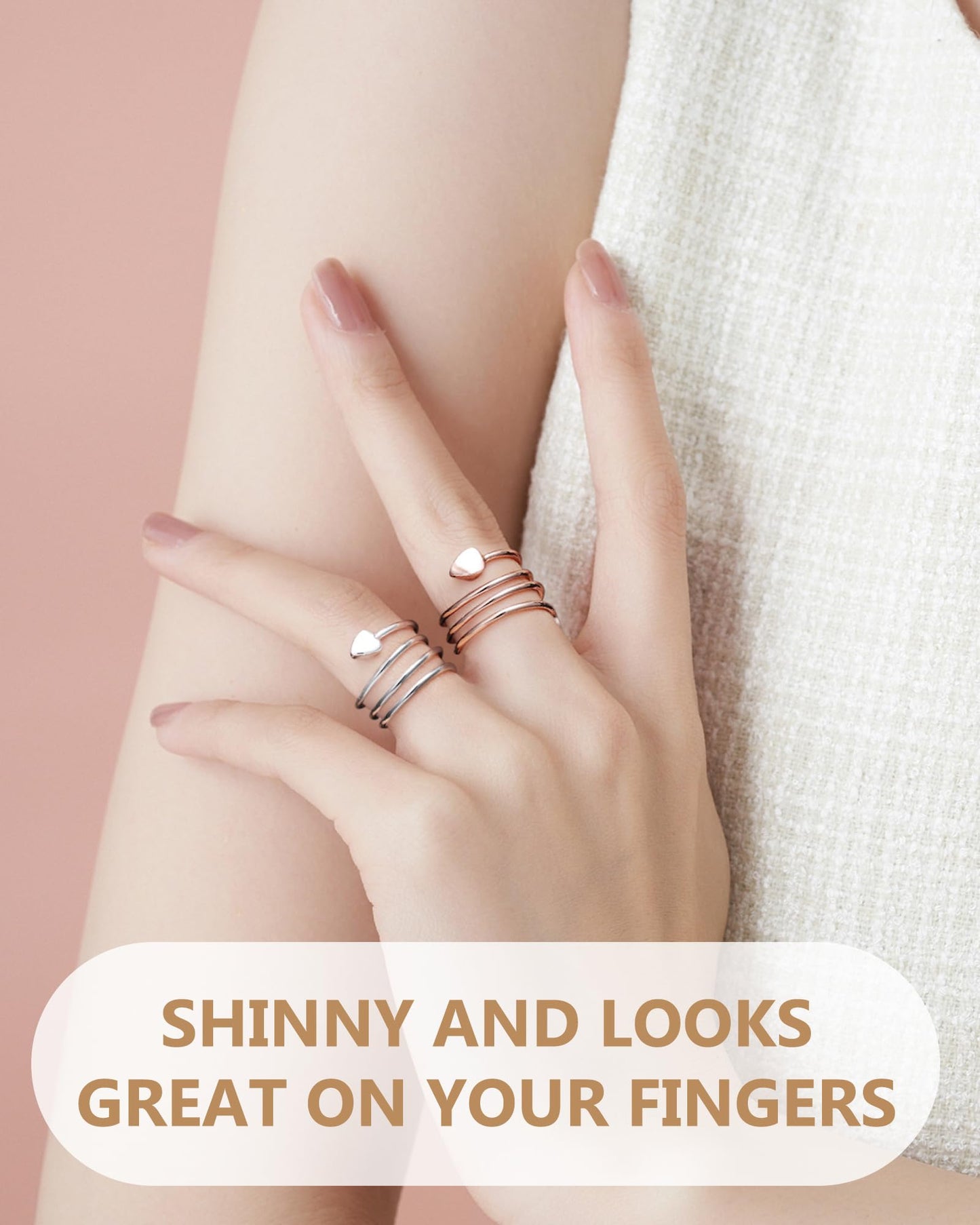 Feraco 2PCS Magnetic Rings for Women,99.99% Pure Copper Thumb Ring with Magnet,Lymphatic Jewelry Gifts for Womens