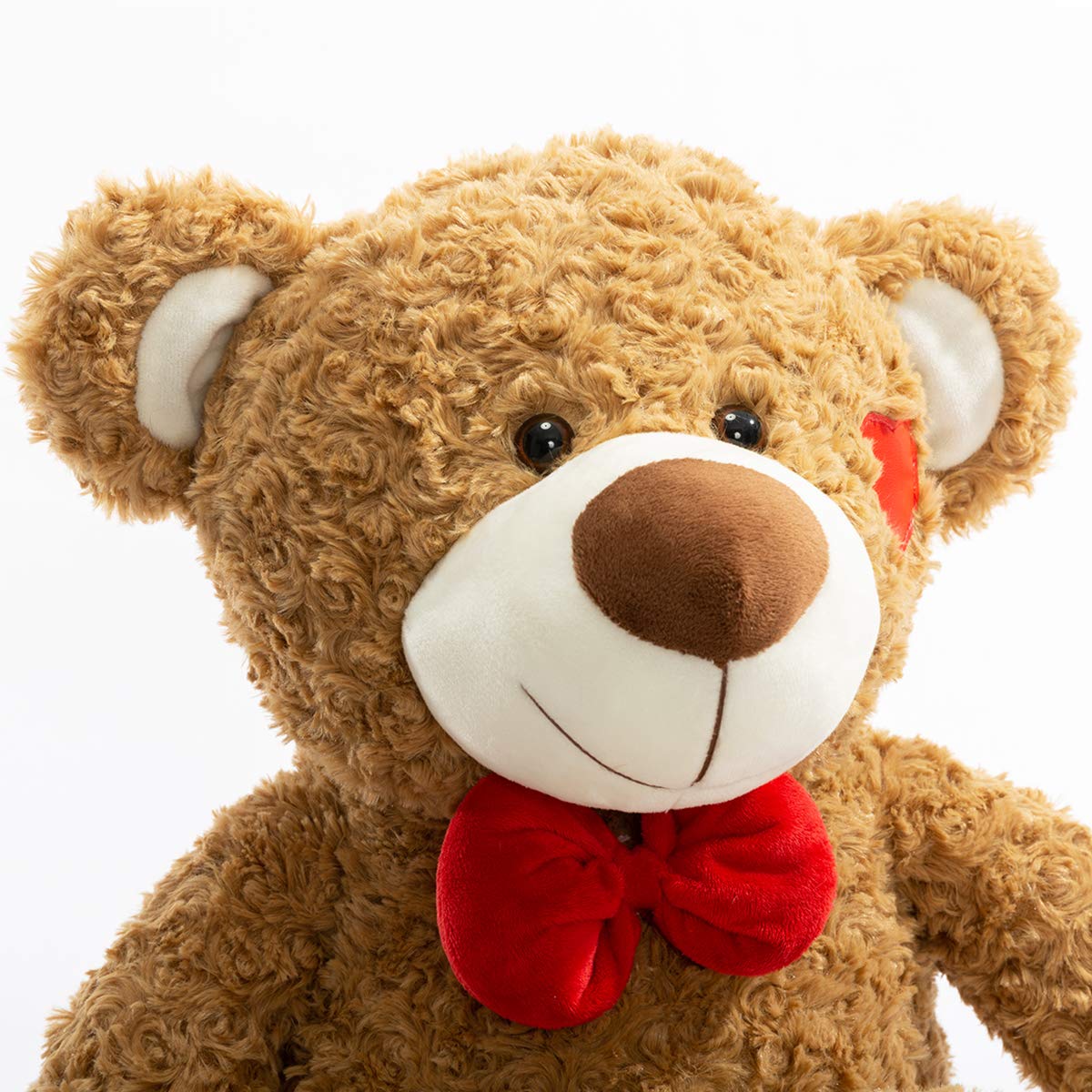 BEJOY Teddy Bear Stuffed Animal Plush Bear with Red Bow and Hearts Holiday Toy Gift 24 inches Brown