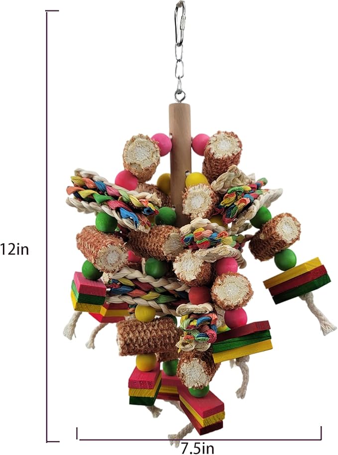 Cokliomc Bird Toys, Parrot Toys, Bird Toys Made of Natural Multi-Colored Wooden Blocks for African Grey Parrots, Amazon Parrots, Small and Medium-Sized Birds to Exercise Beak Strength