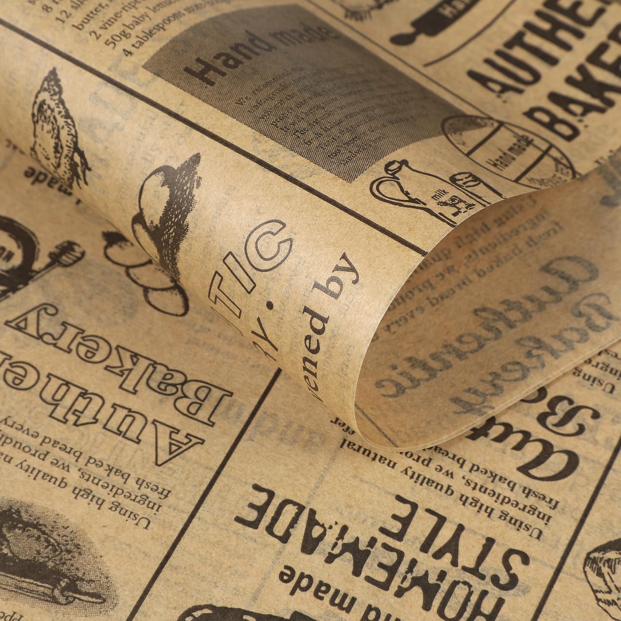 DOITOOL Decorative Newspaper Parchment Paper - 50 Sheets Wax Paper for Food, Greaseproof Bbqs Picnic Bakery Liner