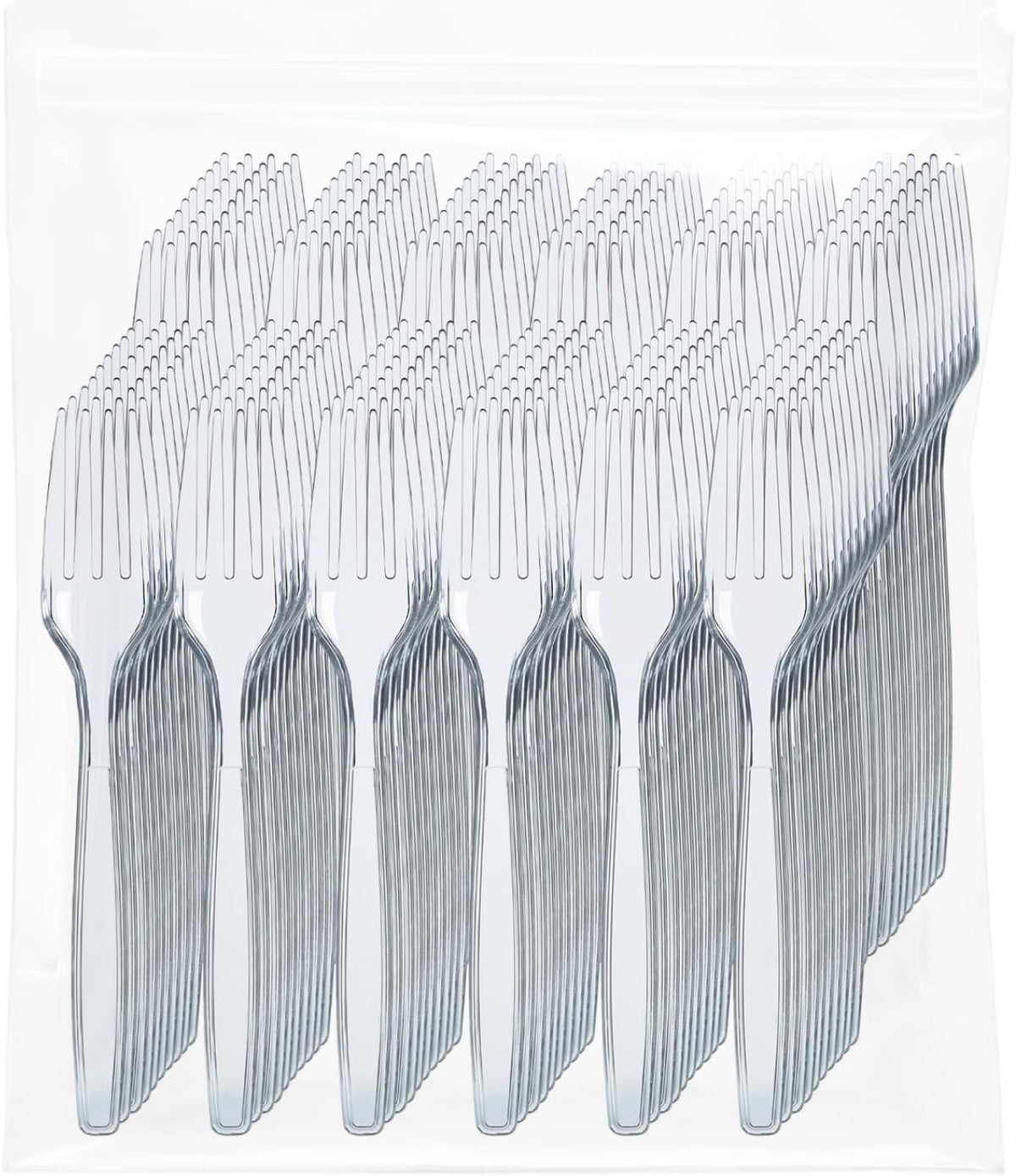 Prestee 500 Clear Plastic Forks - Heavyweight Disposable Forks, Sturdy Flatware, Elegant Fork for Parties, Bulk Disposable Silverware Set, Clear Plastic Utensils - Flatware