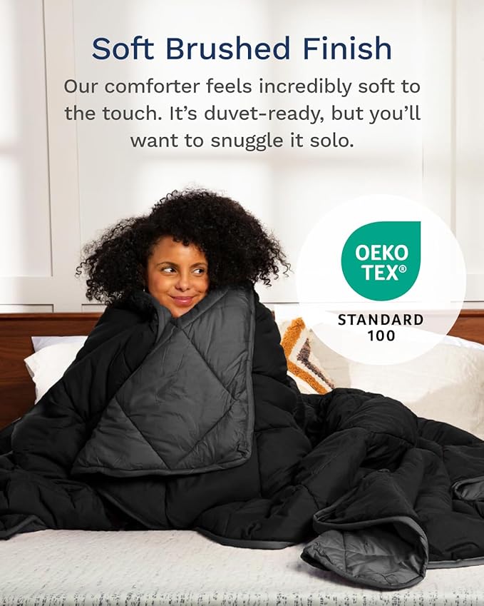 ViscoSoft Microfiber All Seasons Down Alternative Quilted Comforter - Cooling Breathable Premium Soft Reversible Microfiber Duvet Blanket, Black/Gray, Twin/Twin XL
