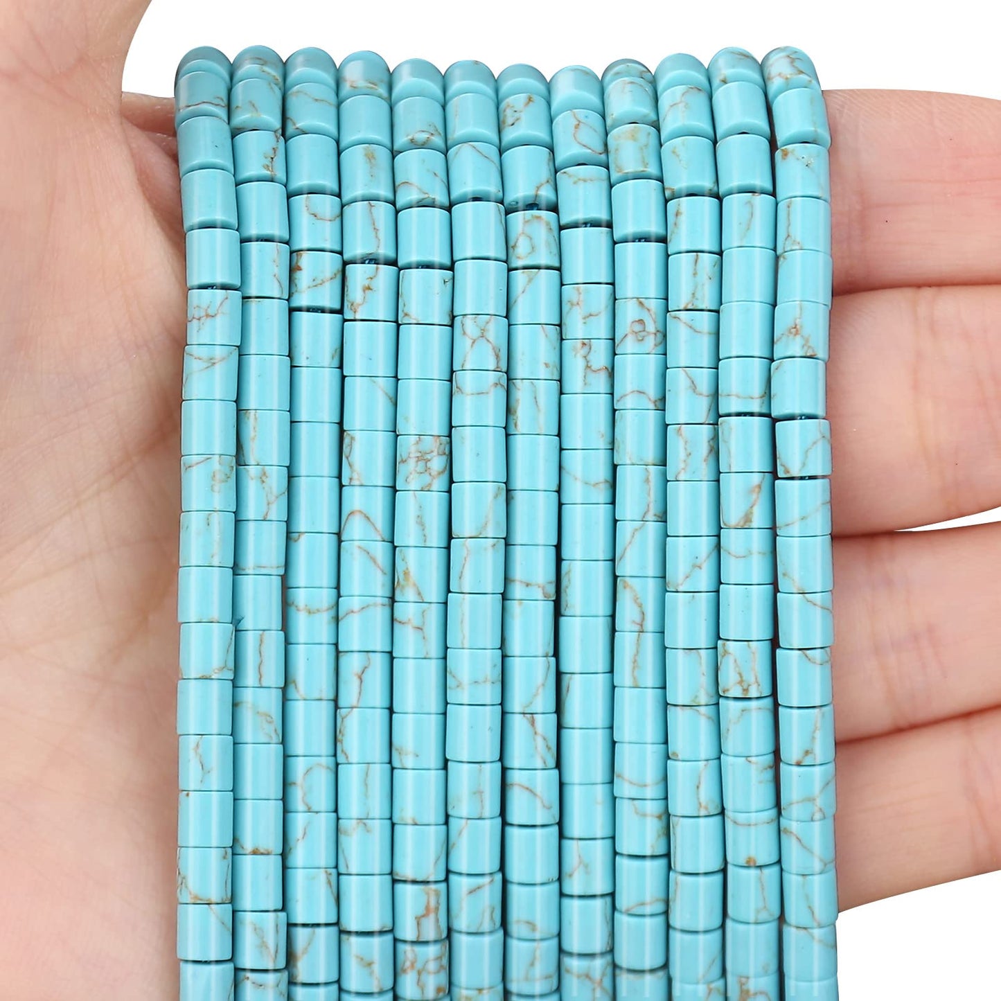 Natural Blue Turquoise Spacer Beads, Loose Semi Precious Flat Round Gemstone Heishi Disc Stone Beads for Beading Jewelry Making 4mm*4mm 38cm