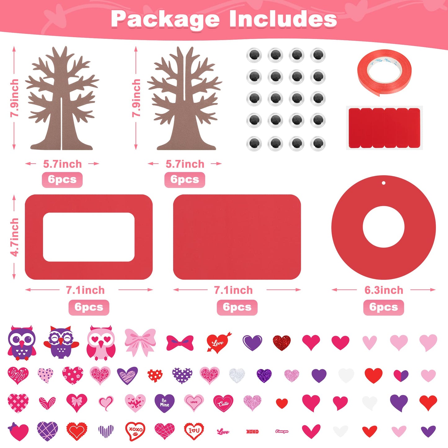 798 Pcs Valentines Day Crafts, 18 Sets DIY Valentines Foam Craft Set, Self Adhesive Glitter Foam Stickers Photo Frames Wreath 3D Love Heart Tree, EVA Foam Stickers Kits for School Home Decor