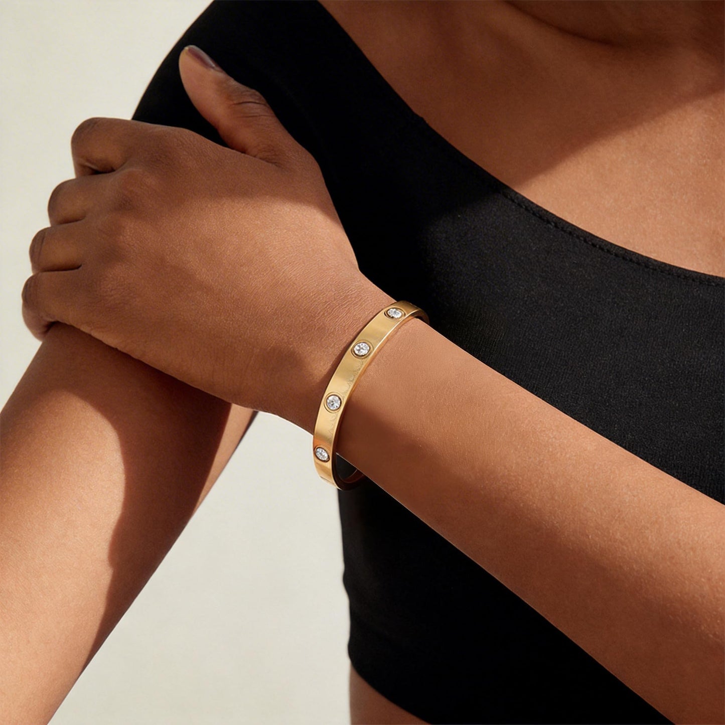 PCY Gold Bracelets For Women,3PC Bangle Gold Plated Bracelets For Women,Trendy Statement Cuff Stackable Bangles Set,Fashion Jewelry for Women. (Medium, Lucky Gift)