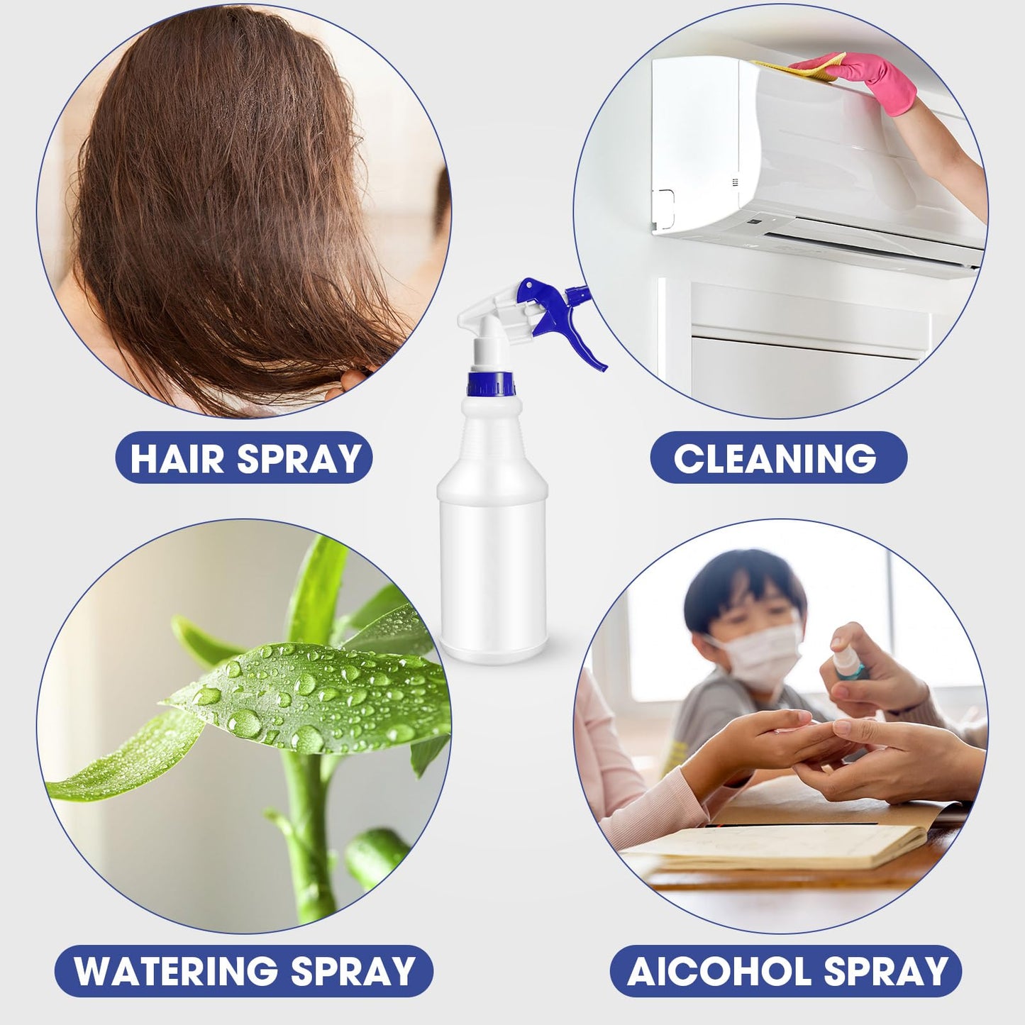 Eccliy 12 Pcs 16 Oz Plastic Spray Bottle, Adjustable Empty Reusable Sprayer for Cleaning, Planting, Water, Bathroom and Kitchen, BBQ, Commercial and Residential (Original,Dark Blue)