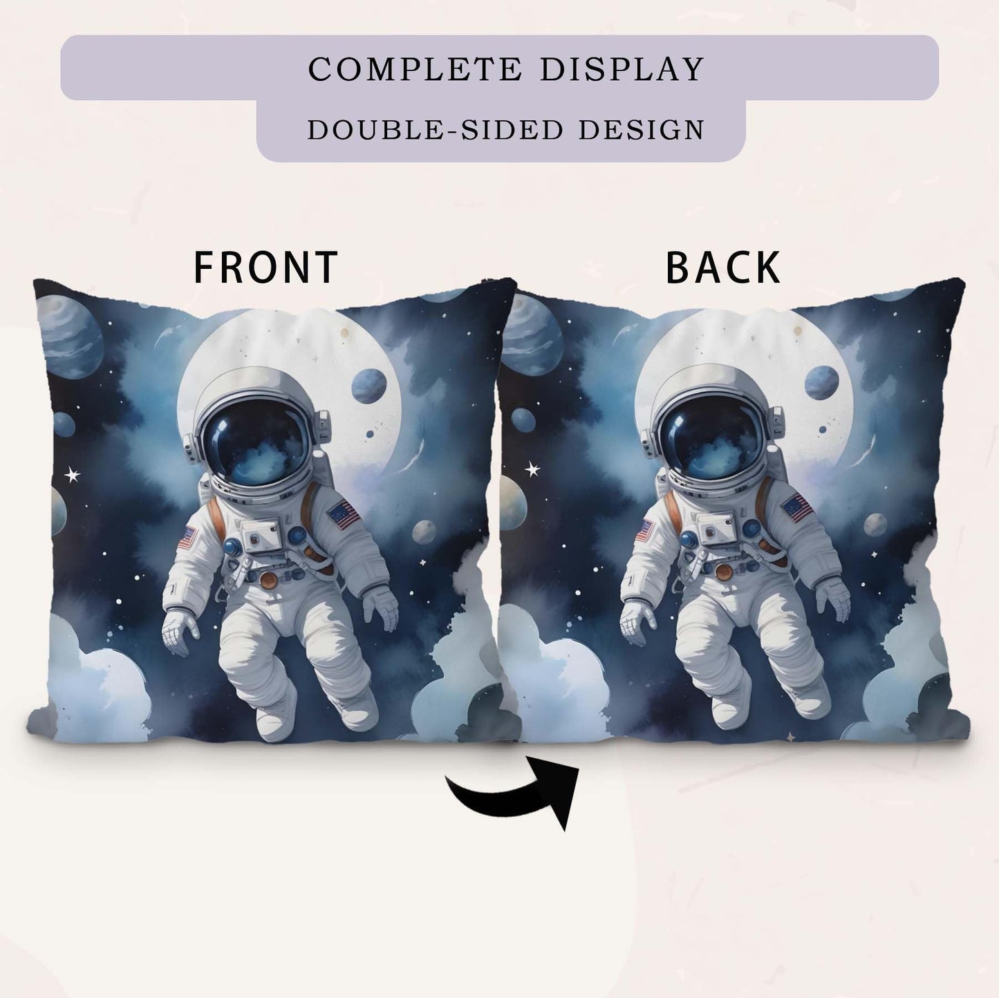 Likjad Space Pillow Covers 18x18 Set of 2, Space Decor for Boys Room, Blue Cosmic Planets Astronaut Decorative Throw Pillow Covers for Kids Boys Room Playroom Nursery Decor