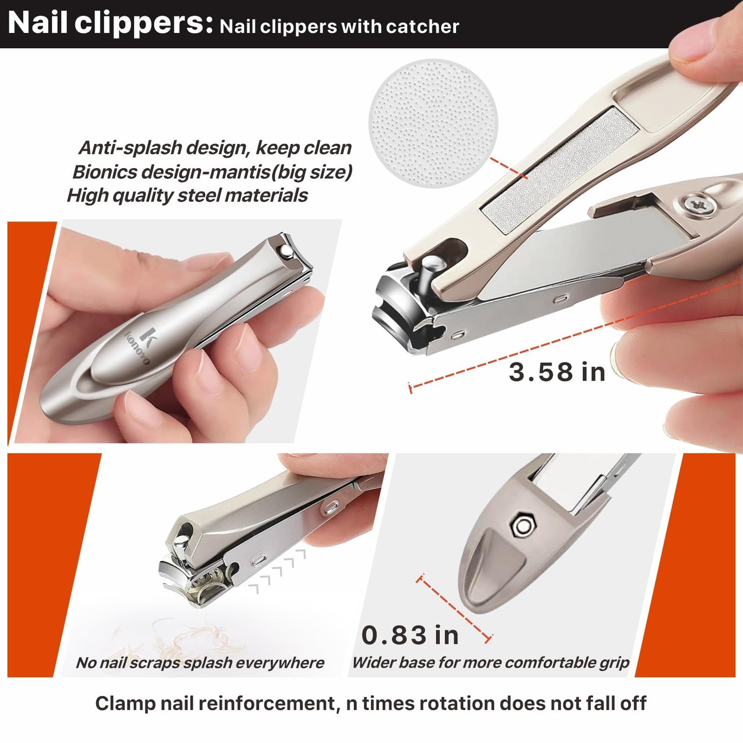 Toenail Clippers for Seniors Thick Toenails, Toe Nail Clippers Adult Thick Nails Long Handle, Professional Heavy Duty Nail Clippers 6Pcs Black
