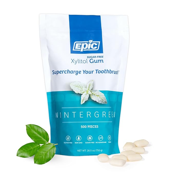 Epic Dental Sugar Free Oral Care Set – 500-Piece Wintergreen Gum, 550 Peppermint Mints, 2 Tubes Spearmint Fluoride Toothpaste – Aspartame Free, Dentist Approved, Helps with Dry Mouth & Cavity Care