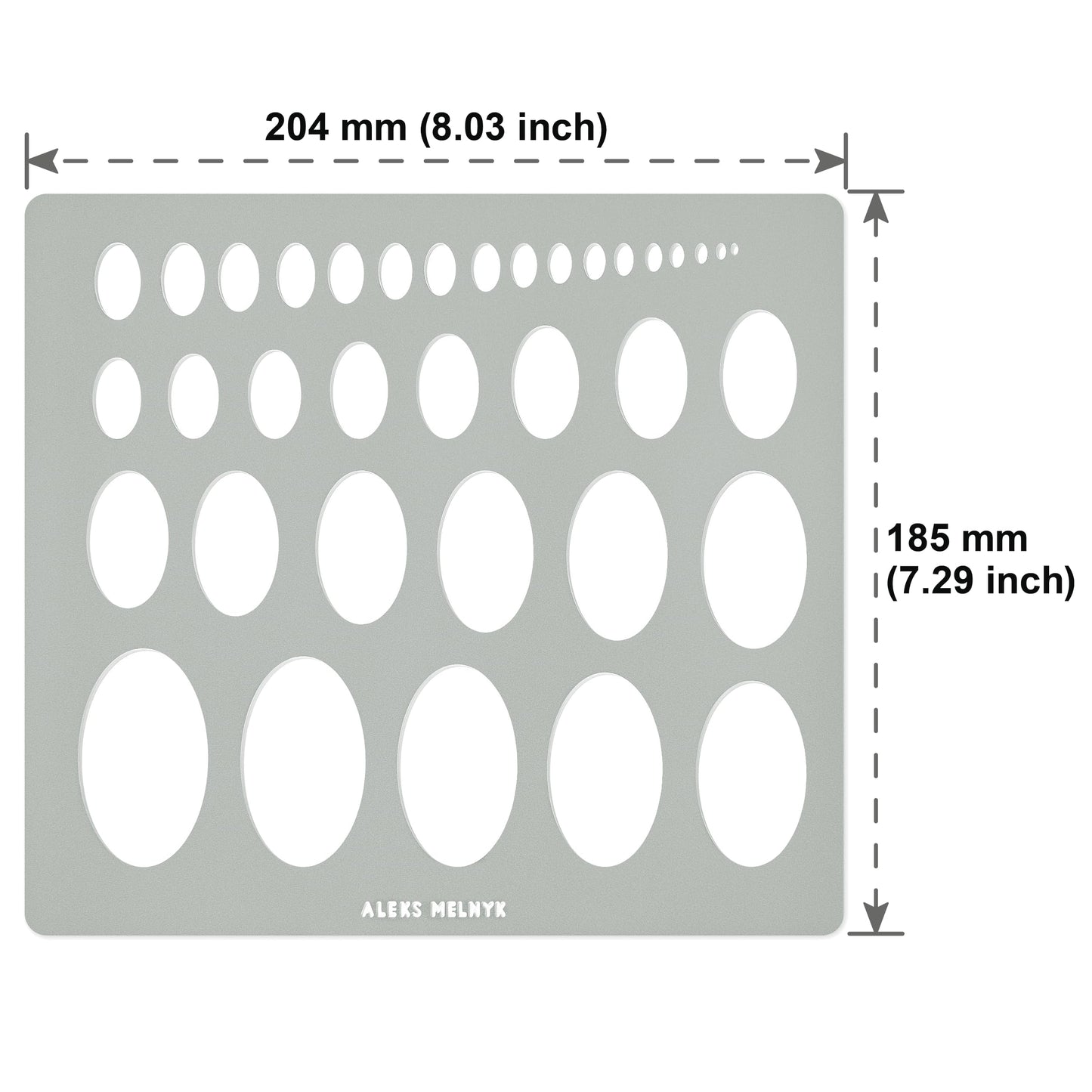 Aleks Melnyk No.210 Metal Ellipse Template, Stencil, Geometric Template, Ellipse Master, Art Oval Tool, Isometric Drawing, Lapidary, Cabochons, Geometric Ruler, Jewelry Oval