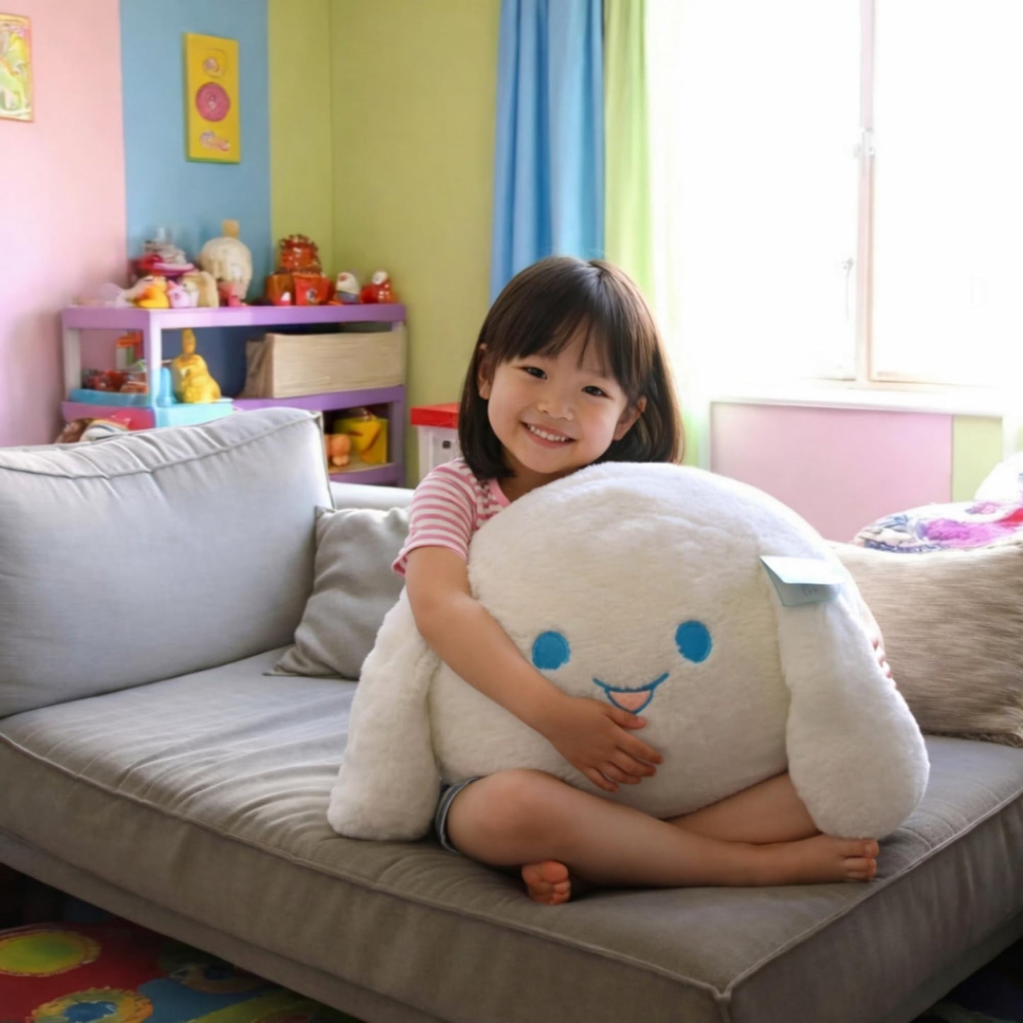 WORLD OF PLUSH 29 Inch Giant White Rabbit Plush – 3.6 lb Oversized Squishy Stuffed Animal Pillow, One of The Largest Bunny Plush Toys for Bed & Dorm, Cute Kawaii Room Decor Gift