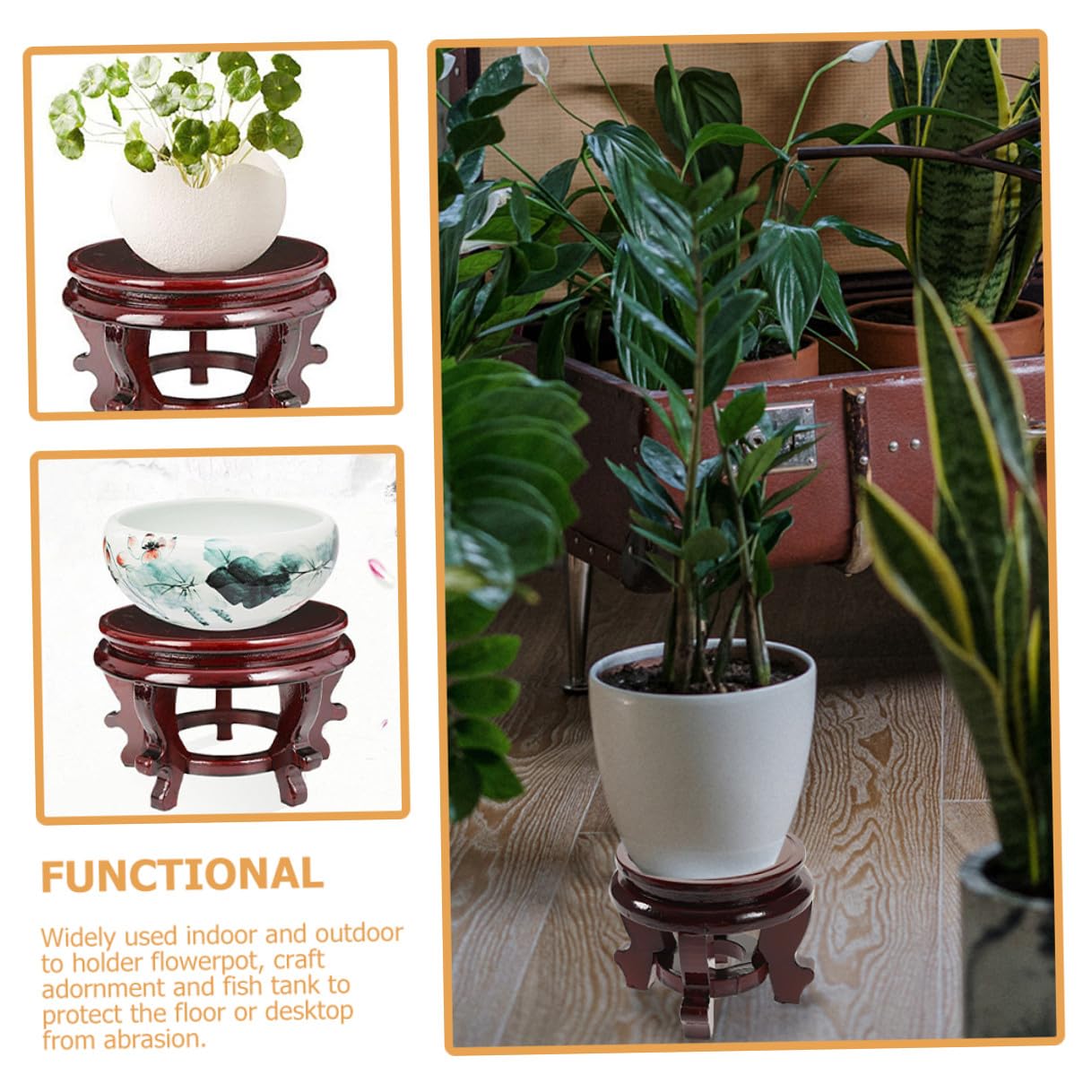 MAGICLULU Wooden Plant Stand Potted Plants Rack High-density Wood Base 16cm Diameter 10cm Height 80lb Load Capacity Indoor Display Pedestal for Home Décor