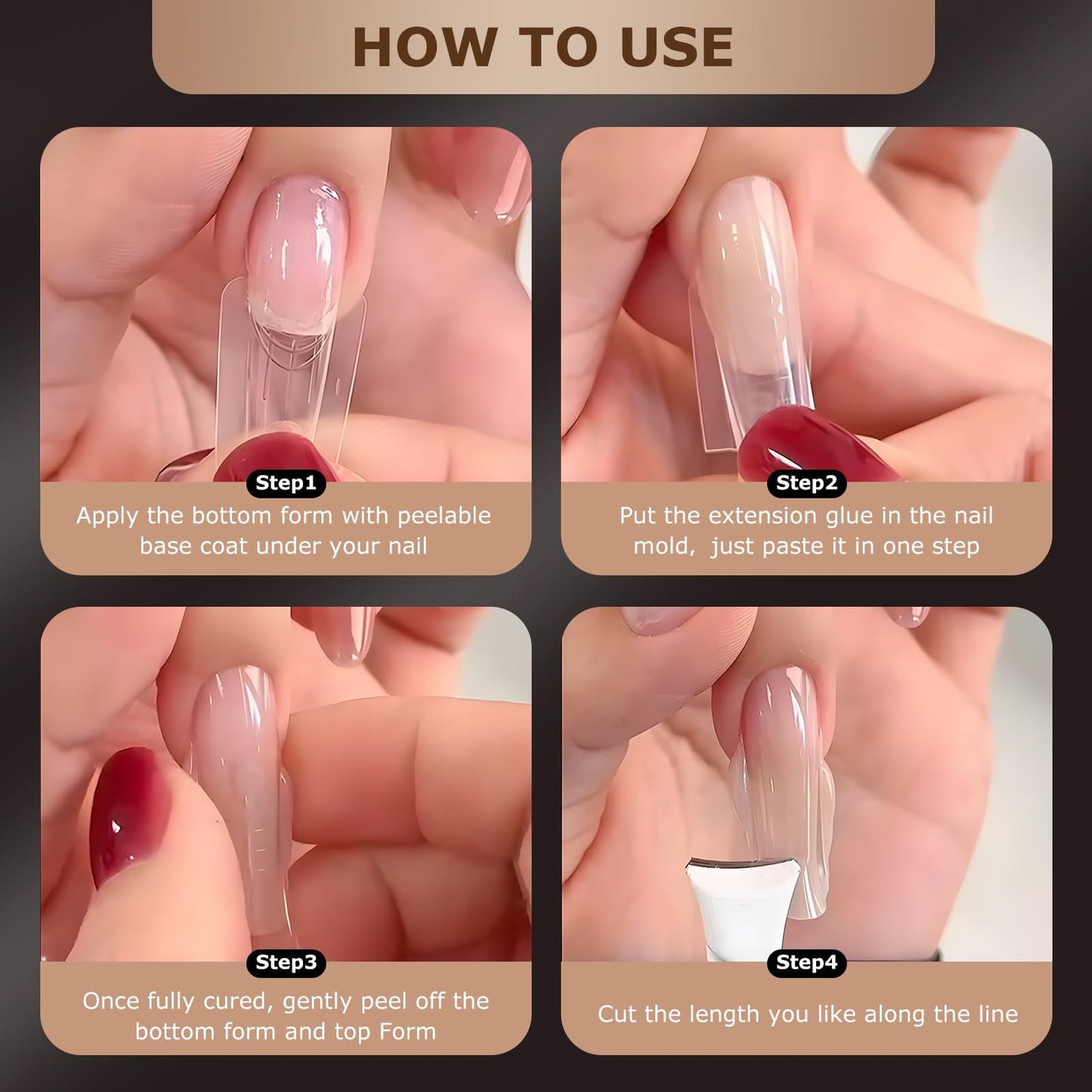 C12rtive Sandwich Nails Dual Forms,280Pcs Reusable Nail Extension Forms with Silicone Polygel Stick,Easy Demolding & Intuitive Operation for DIY & Professional Use