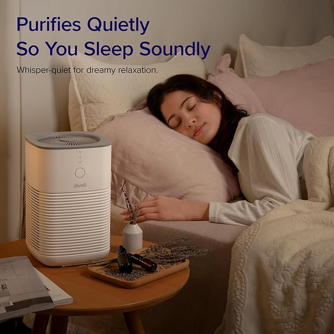 LEVOIT Air Purifier for Home Bedroom, AHAM VERIFIDE, Fresheners Filter Small Room Cleaner with Fragrance Sponge for Smoke, Allergies, Pet Dander, Odor, Dust Remover, Office, Desktop, 1 Pack, White