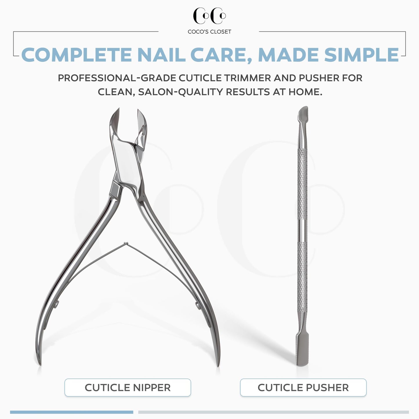 Cuticle Nippers & Trimmer Manicure Clippers Dead Skin Remover - Professional Stainless Steel Cutters Beauty Tool with Nail Cleaner and Pusher