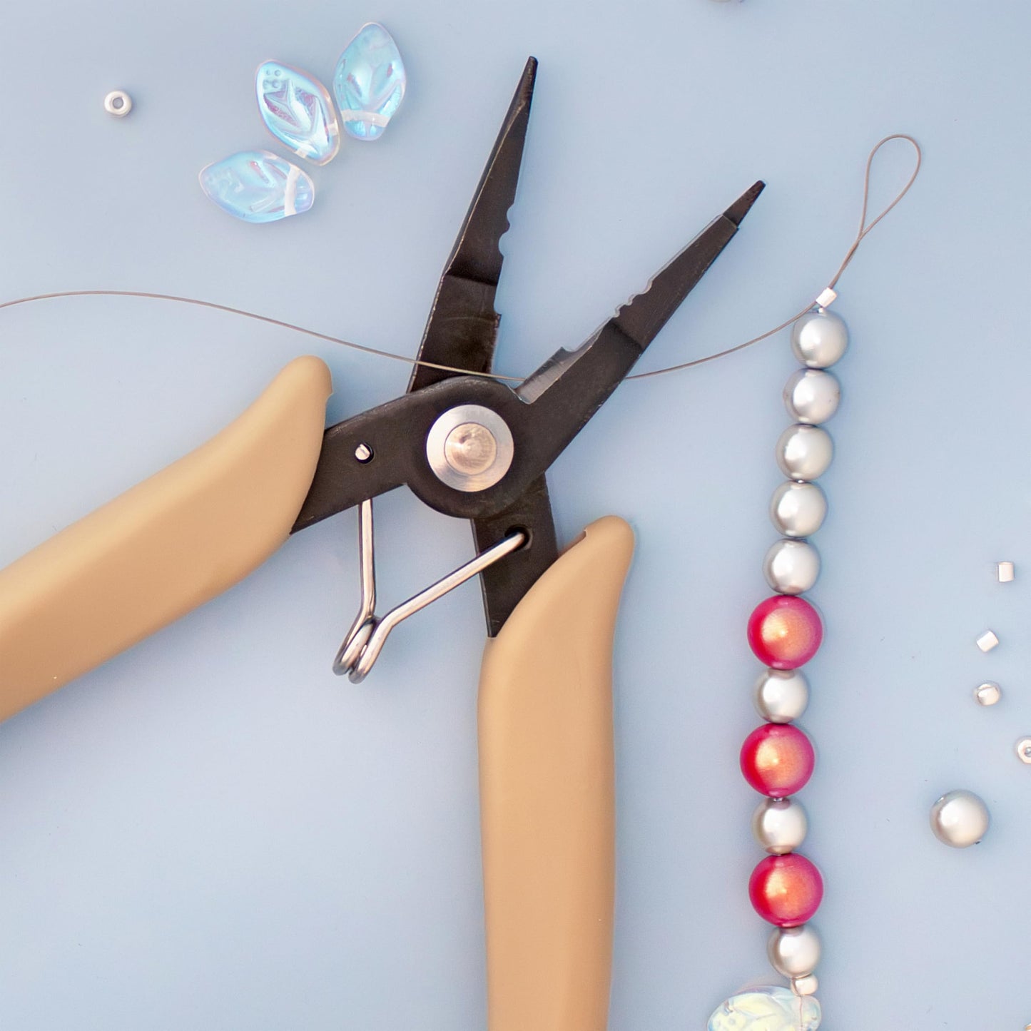 The Beadsmith Beader's All-in-One Pliers – Multifunctional Jewelry Making Tool, 5.25 Inches, w/Round Nose, Chain Nose, Crimper & Flex-Wire Cutter, Patent Pending