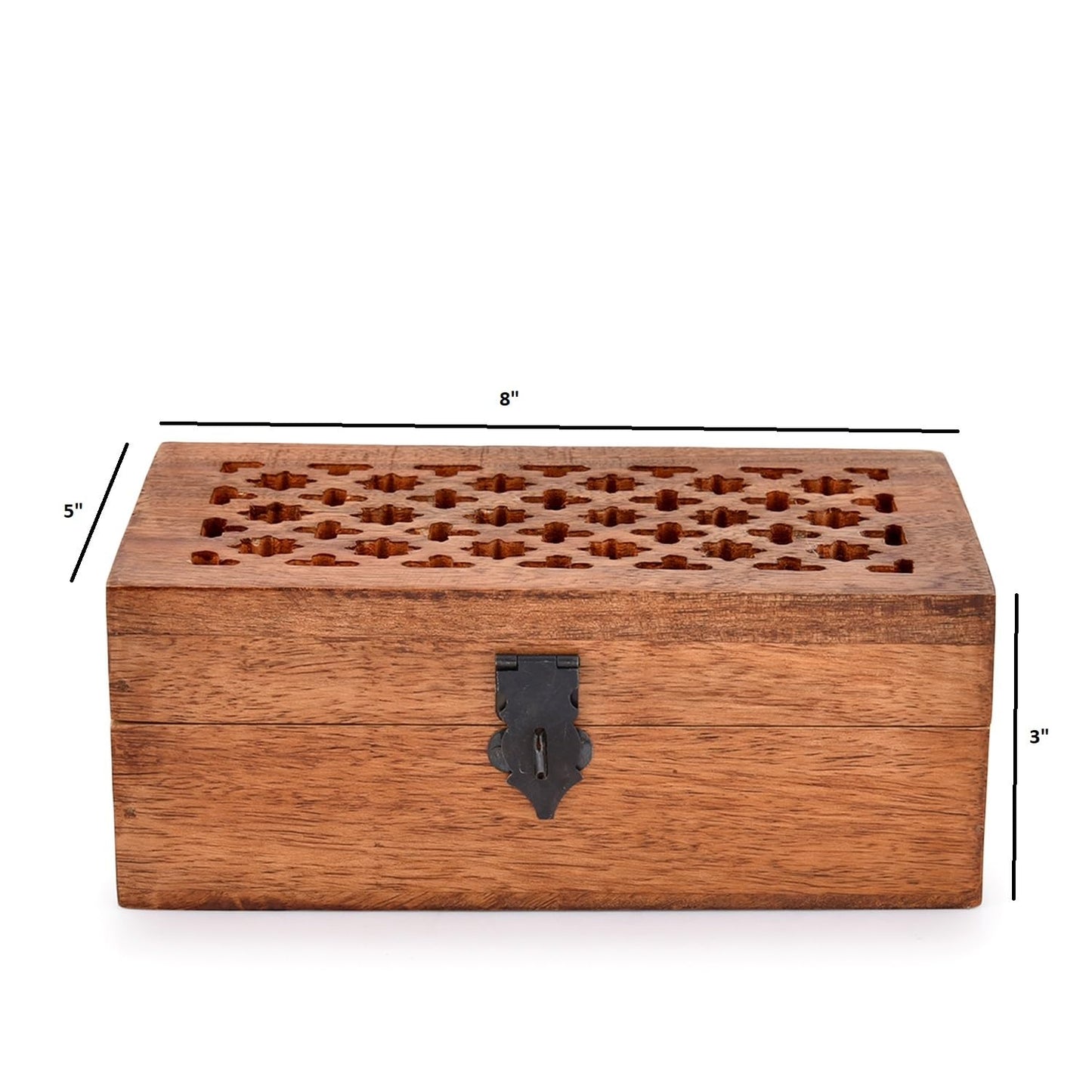 NIRMAN Mango Wood Decorative Wooden Box with Hinged Lid Wooden Storage Box, Decorative Bo xes With Lids (8" x 5" x 3")