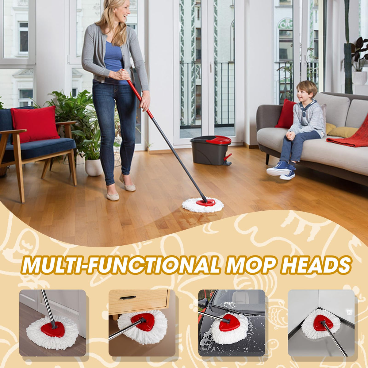6 Pack Spin Mop Replacement Heads (6 Count)