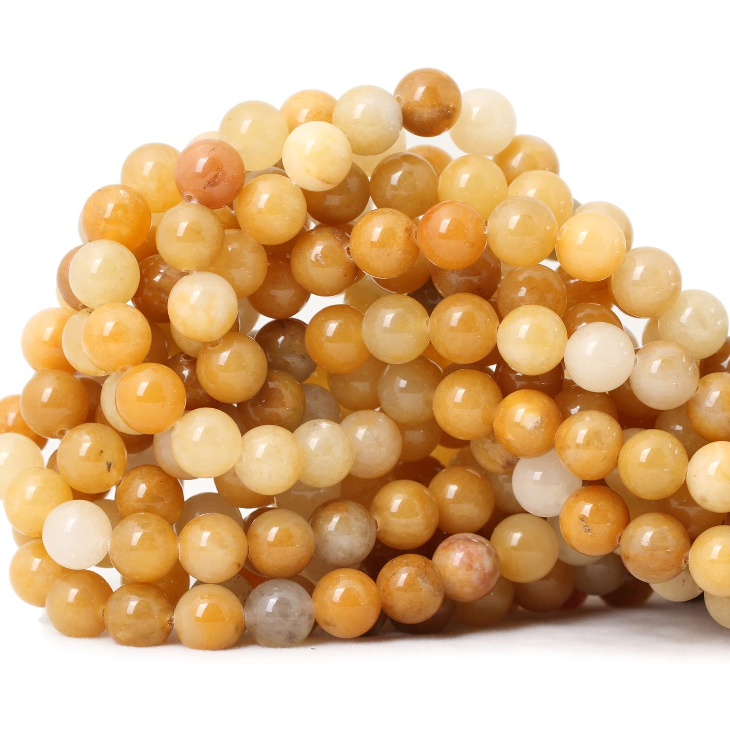 CHEAVIAN 45PCS 8mm Natural Yellow Jade Multi-Color Gemstone Round Loose Beads for Jewelry Making DIY Handmade Materials 1 Strand 15"