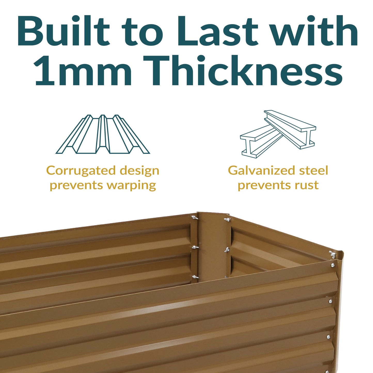 Sunnydaze Galvanized Raised Garden Bed Kit - 4x2x1 ft Outdoor Raised Garden Bed - Metal Planter Box for Vegetables, Flowers, Herbs - Brown - 4' x 2' Rectangle