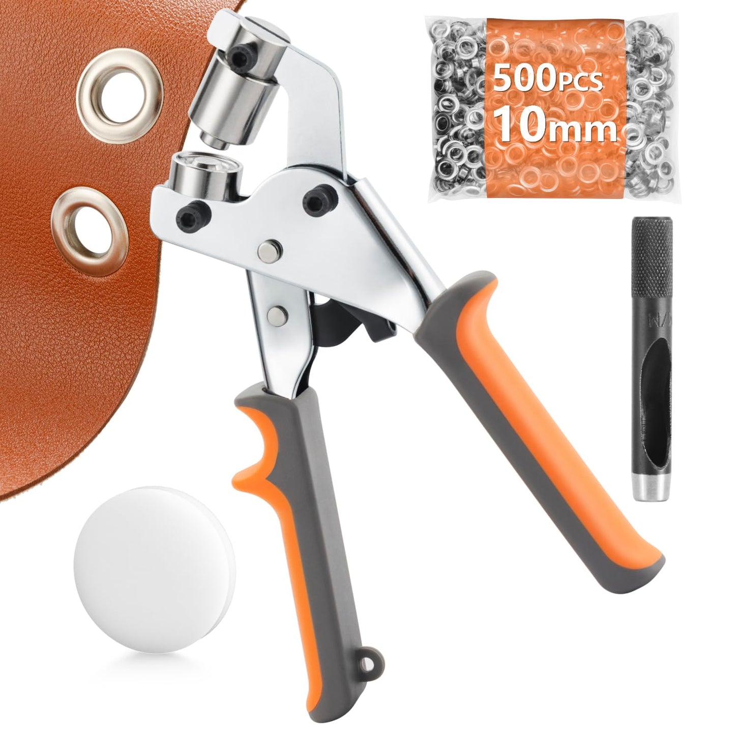 WINLION Grommet Tool Kit - 3/8 Inch Eyelet Tool kit,Heavy Duty Manual Grommet Press Machine with 500PCS Metal Grommets for Fabric, Tarps, Banners, Curtains.