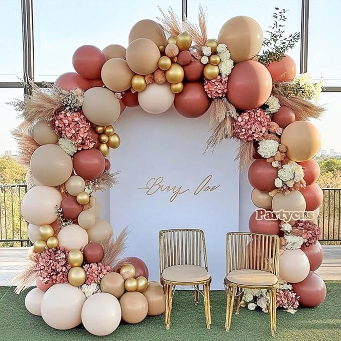 Dusty Rose Balloon Arch Kit, Double Stuffed – Mauve, Pink, Cream, Sand White, Tan & Blush Gold Latex Balloons for Baby Shower, Wedding & Boho Birthday