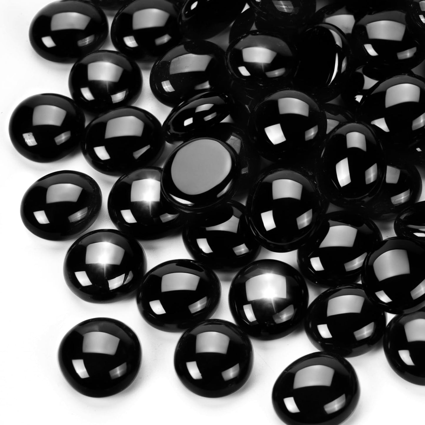 vchin 3/4 Inch Fire Glass Beads,10 Pounds Fire Pit Glass Beads High Luster for Gas Fireplace, Fire Pit Table,Landscaping (Onyx Black Luster)