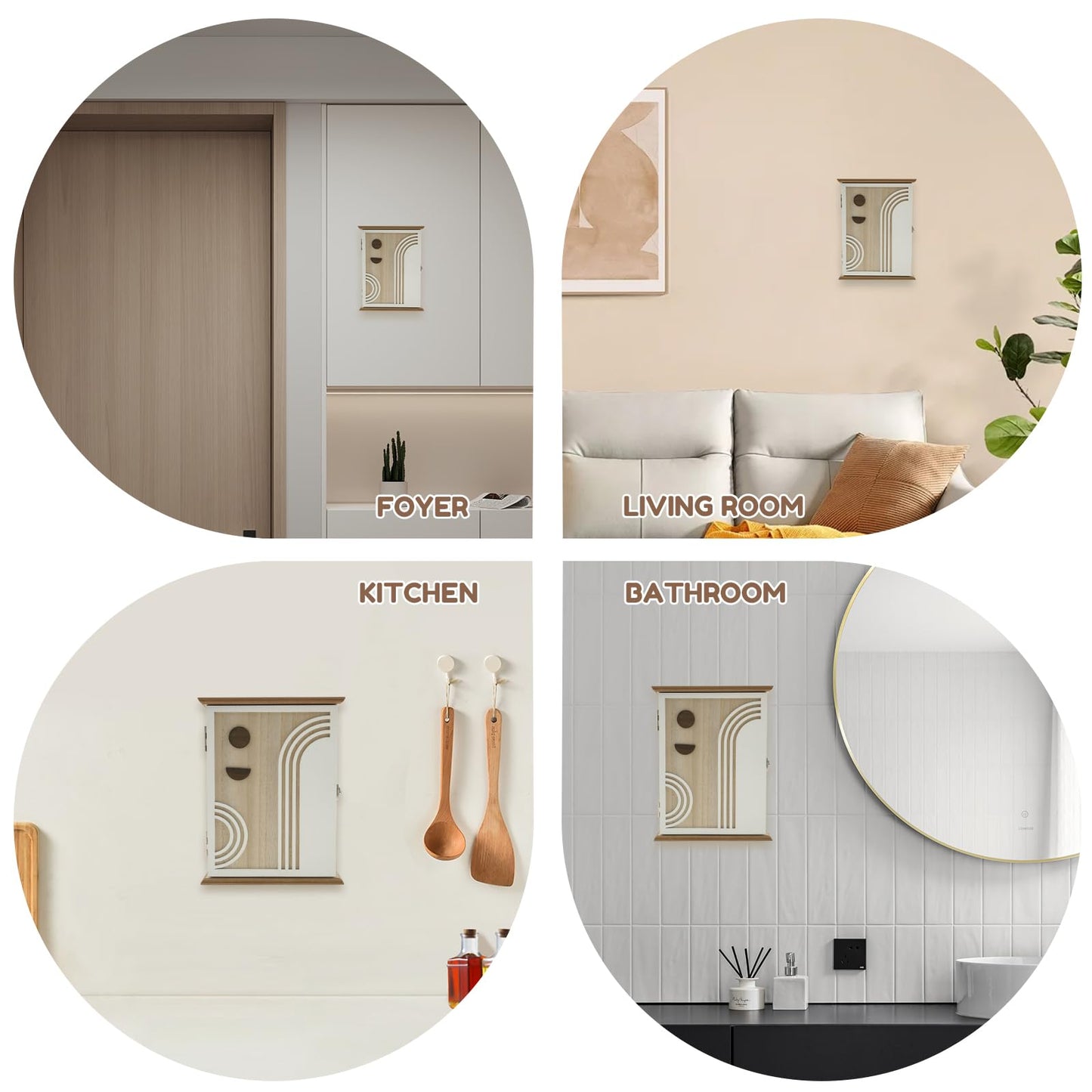 Kandishiex US Wooden Key Box Wall Mount Wooden Key Holder Decorative Wall Key Hanger with 6 Key Hooks Rustic Key Cabinet Key Organizer Entryway Key Holder for Wall Entryway Hallway (Style 2)