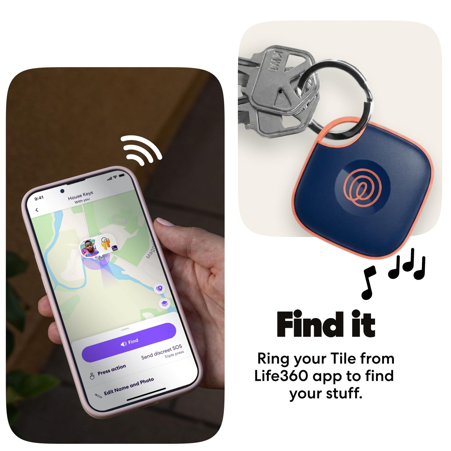 Life360 Tile - Bluetooth Tracker, Keys Finder and Item Locator for Keys, Bags and More. Phone Finder. Both iOS and Android Compatible. 1-Pack (Navy Blaze)