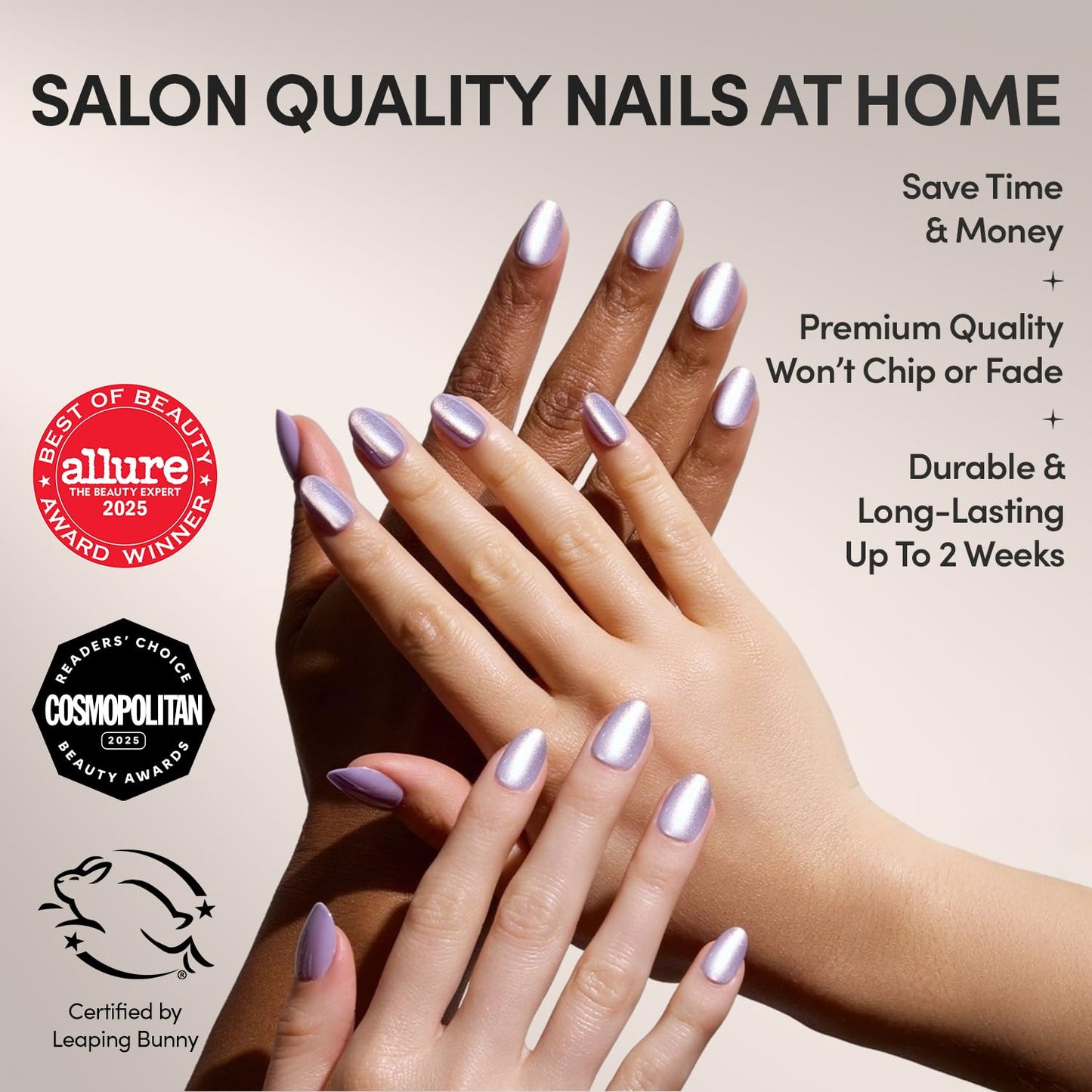 Glamnetic Press On Nails - Mermaid's Tail | Short Oval Purple Cat Eye Fake Nails with a Velvet Finish, Salon Quality Summer Nails | 15 Sizes - 30 Nail Kit with Glue