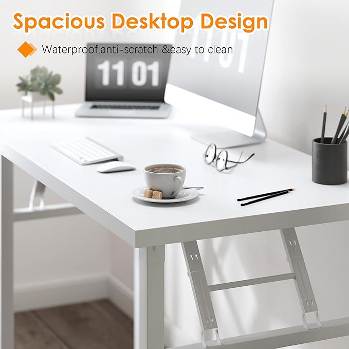 Need 47 inches Computer Desk Office Desk Folding Table with BIFMA Certification Computer Table Workstation, White AC5DW-120