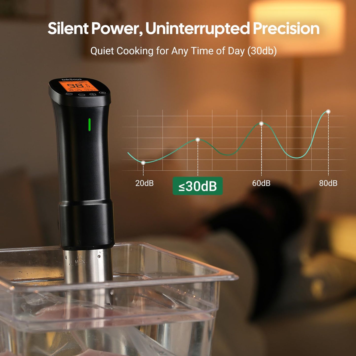 InkSous WIFI 2.4G Sous Vide Cooker 1000W Immersion Circulator with APP 14 Recipes,Alarm,Calibration & Timer, 3D Water Fast Heating Ultra-Quiet Sous Vide Machine