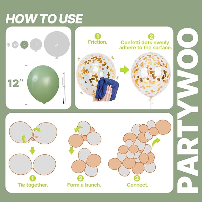 PartyWoo Pink and Green Balloons 65pcs 12 Inch Metallic Gold Sand White Sage Green Nude Dusty Pink Gold Confetti Balloons for Baby Shower Wedding Engagement Princess Birthday Party Decorations