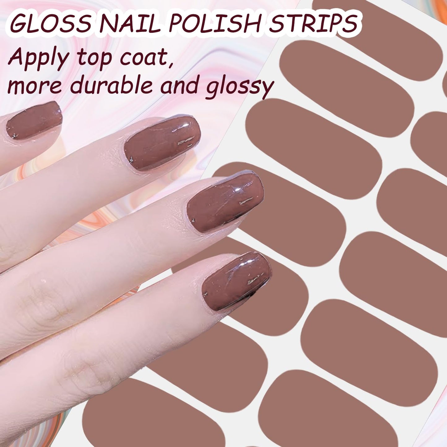 DANNEASY 20 Sheets Nail Stickers Full Nail Wraps Light Solid Color Nail Polish Strips for Women Gel Nail Strips Self-Adhesive Fingernails Manicure Sticker Nail Art with Nail File, Cuticle Stick