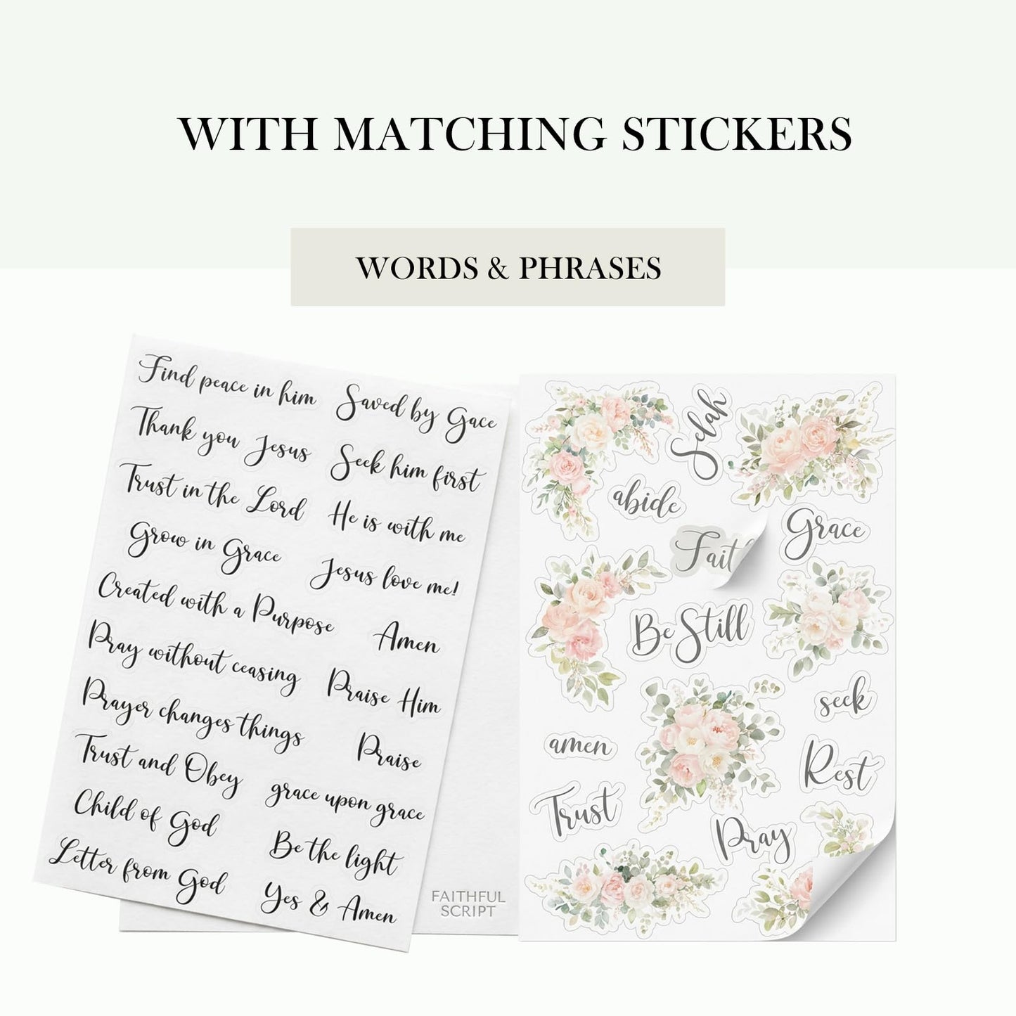 Bible Journaling Washi Tape Set for Women – 10 Rolls + Sticker Sheets, Floral Faith Theme Washi Tape with Scripture Verse & Christian Words, Decorative Tape for Planner, Prayer Journal Supplies