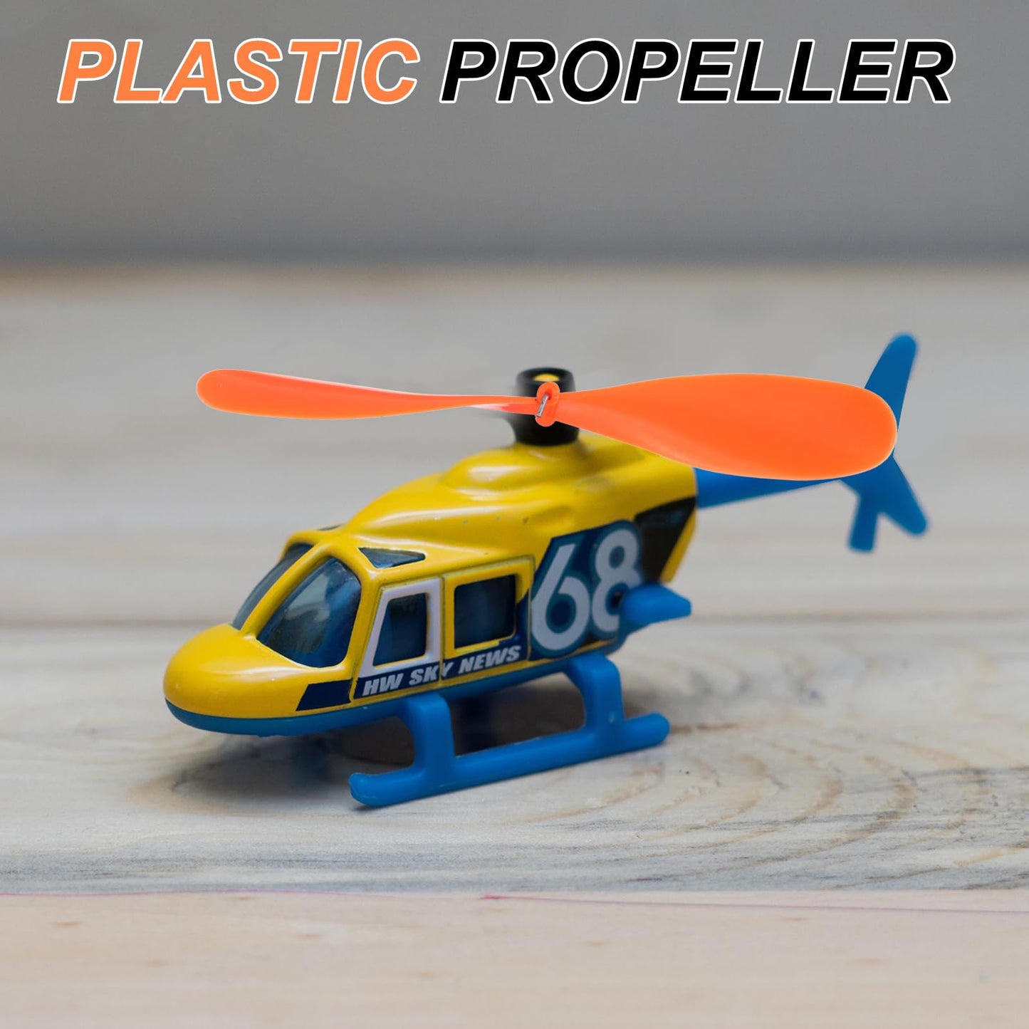 MECCANIXITY Plastic Propeller, Propeller Props Blade with Rubber Band Hooks Helicopter Kit 5" Fold Resistant for STEM Activities Powered Airplanes DIY Science(Orange, Pack of 15)