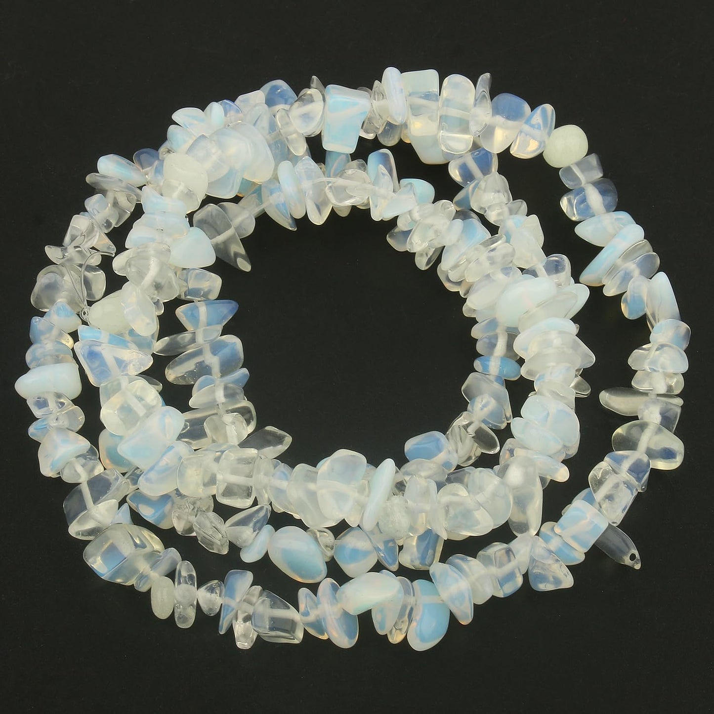 30in White Opalite Natural Chip Stone Beads 5-8mm About 230pcs, Irregular Drilled Translucent White Bead for Bracelets Jewelry Making Supplies for Adults, DIY Crafts.