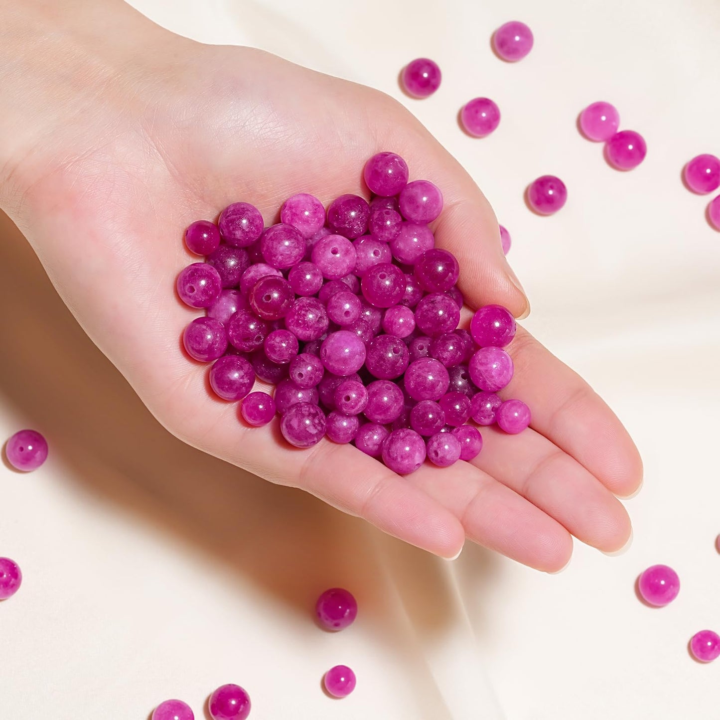 8mm Natural Pink Tourmaline Gemstone Beads Polished Round Smooth Stone Beads for Bracelets Jewelry Making 15inch Loose Beads